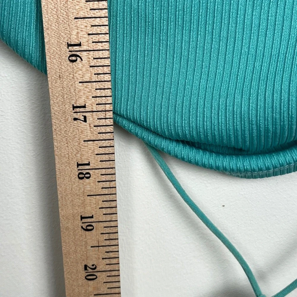 LOVE J Open Back Ribbed Crop Top M Teal Y2K Streetwear